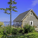 The backyard view of the bay from our seaside cabin.